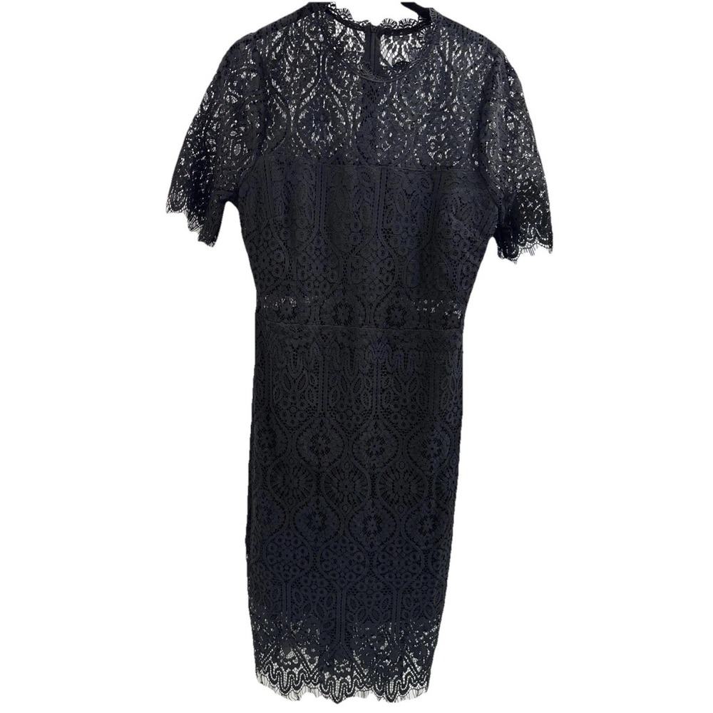 NWT Lulus A Fine Romance Black Lace Sheath Dress L Feminine Cocktail Party  LBD